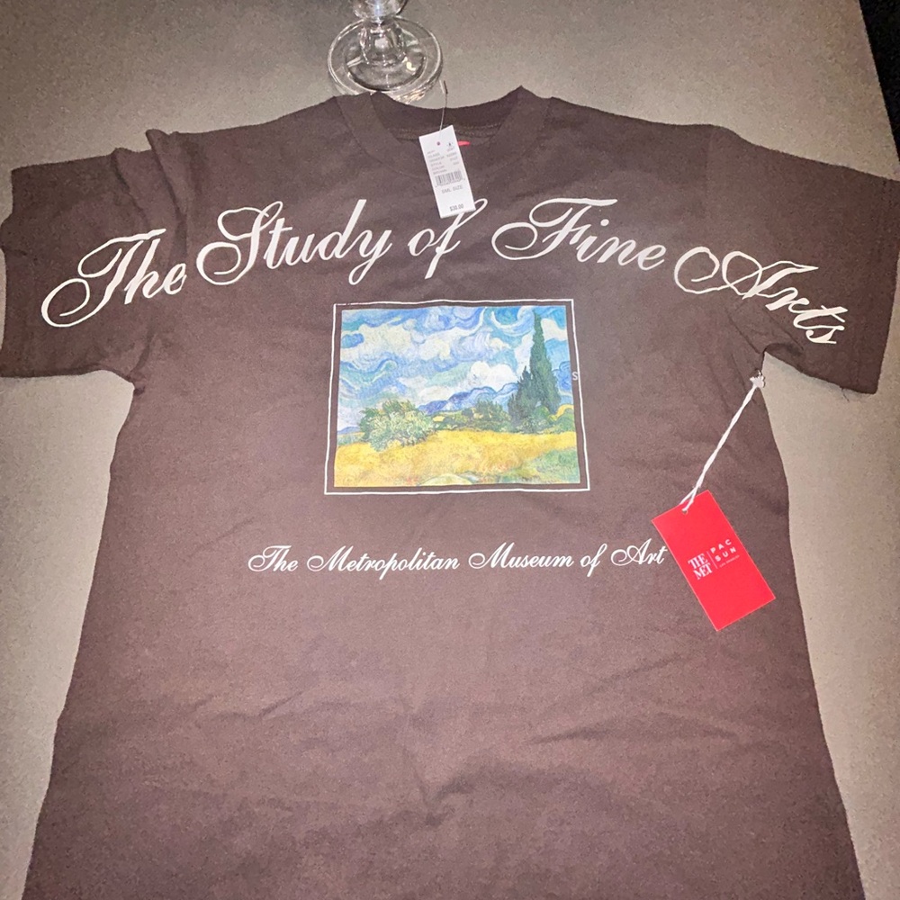 Brown Graphic T-Shirt with Art Print